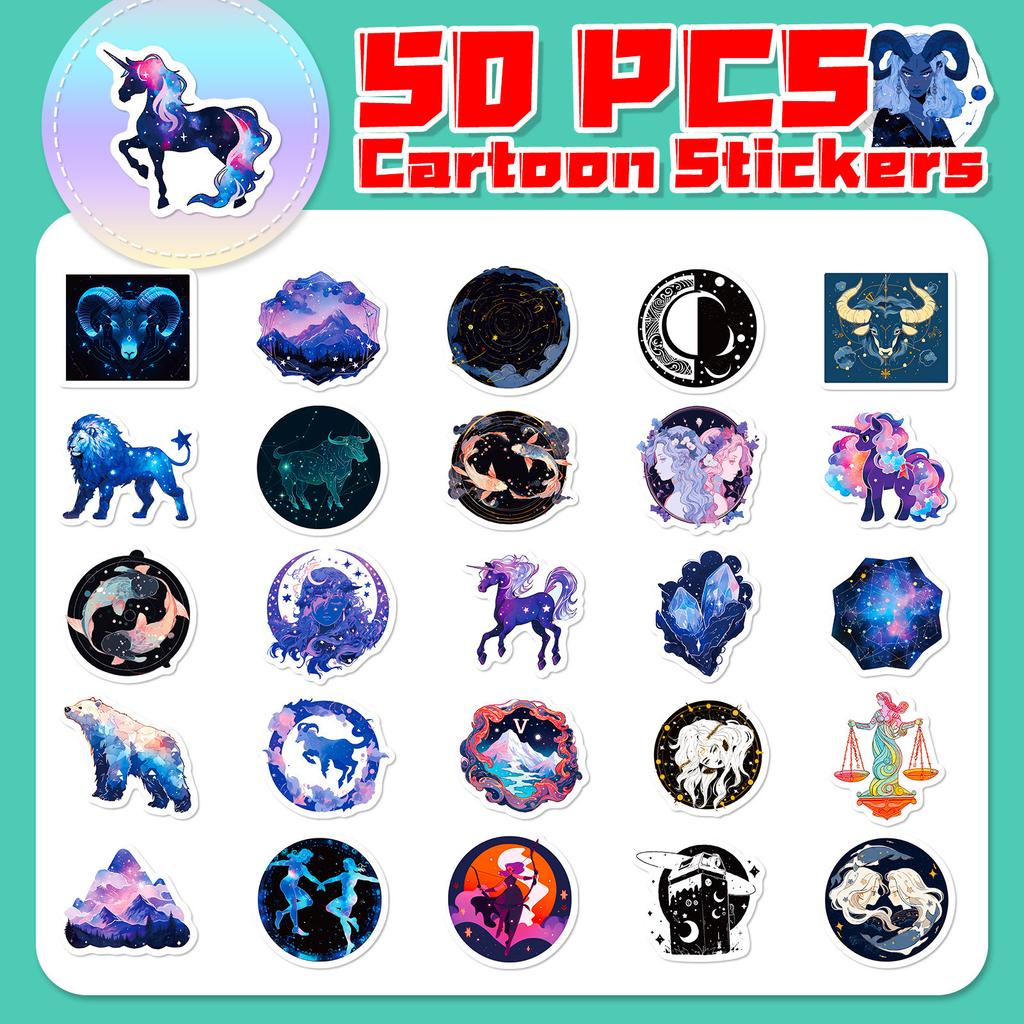 50 Constellations Sky Stickers Starry Sky Moonlight Constellations Hand Account Stickers Stickers