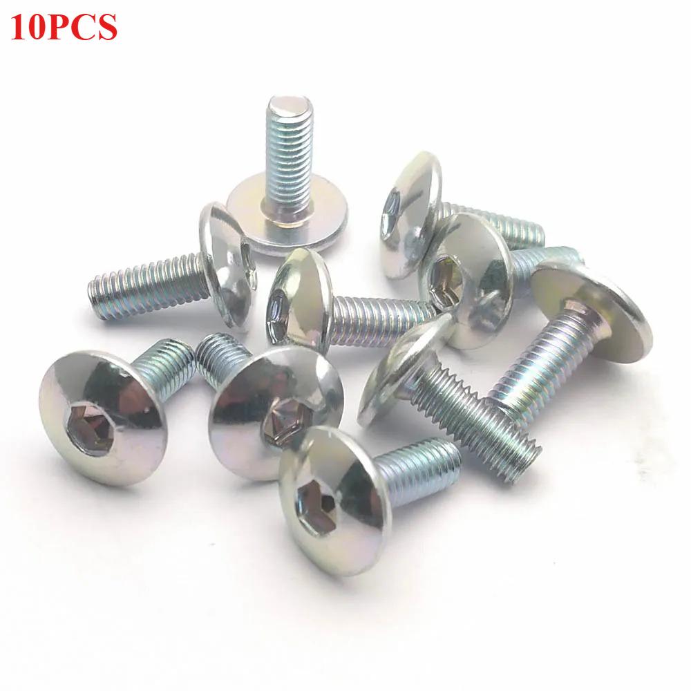 10-20pcs Big Flat Round Head Inner Hexagon Screw Bolt M6 6mm M6X16 Dark Silver for Motorcycle Scooter ATV Moped Plastic Cover