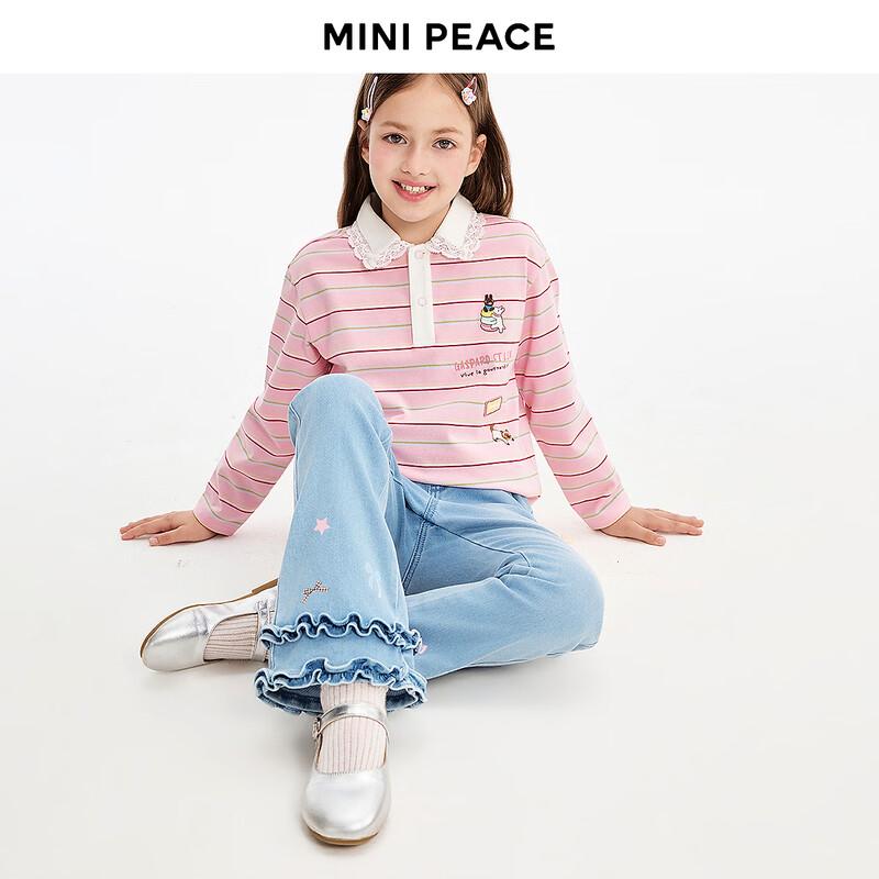 Джинсы клеш для девочек MiniPeace с бантом 150