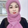 Scarf Integrated Hat Winter Women's New Scarf Hat Warm Knitted Headgear Plush Thickened Wool Hat Knitted Hat