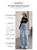 Women's High-Waisted Light Blue Wide-Leg Jeans - Spring/Autumn 2025, Slimming Loose Straight-Leg Floor-Length Pants
