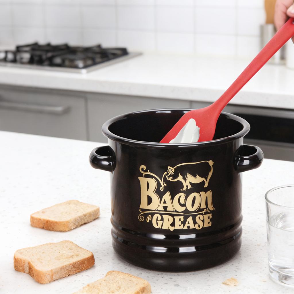 Enamel Bacon Grease Container with Strainer Large Kitchen Oil Storage Can for Cooking Frying, Baking, Storage Recycling