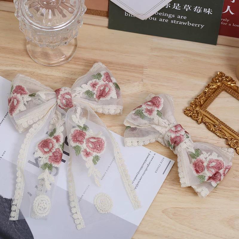 Width 8.5Cm/3.34In Length 420Cm/165.35In Pink Flower Embroidery Lace Ribbon Fabric Decoration Various Diy Accessories Crafts