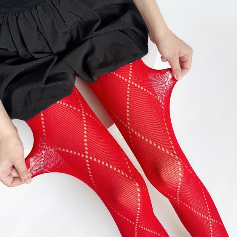 Fashion Elegant Hollowout Argyle Pattern Women's Spring Tights Slimming Leggings Opaque Pantyhose Stockings Hosiery