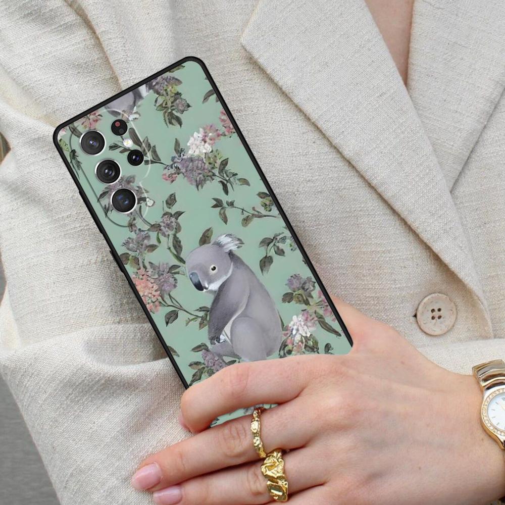 Koala and Eucalyptus Bumper Cell Phone Case for Samsung Galaxy S26 Ultra S25 S24 S23 S22 S21 S20 Note10 Cover