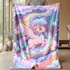 Unicorn Rainbow Magic Theme Blanket Lightweight Warm Flannel Blanket Decorative Throw Blanket for Home Decoration