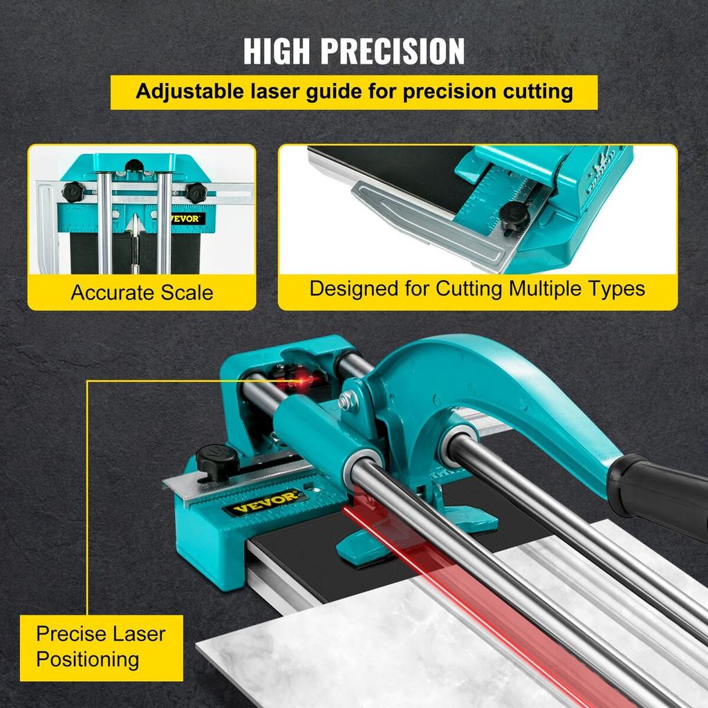 31 Inch/800mm Tile Cutter Double Rails & Brackets Manual Tile Cutter 3/5 in Cap w/Precise Laser Manual Tile Cutter Tools for Precision Cutting