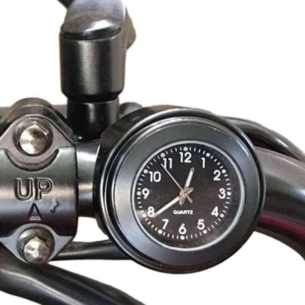 Motorcycle Waterproof Quartz Clock 7/8 Inch Chrome Handlebar Mount Luminous Watch Aluminum Bike Speedometer