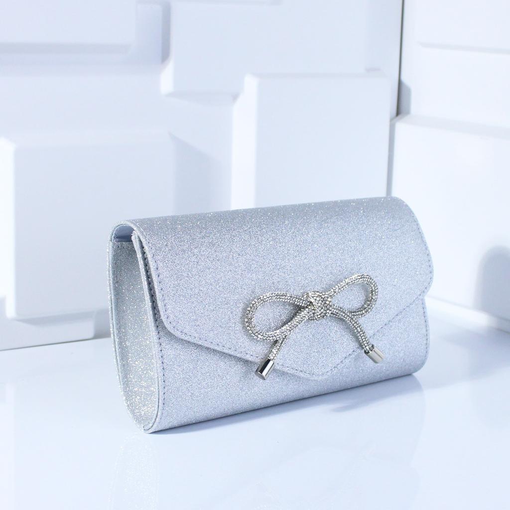 Women Envelope Evening Bag Ladies Chain Shoulder Bags Shiny Silver Handbag Purse Female Wedding Dress Banquet Party Clutches