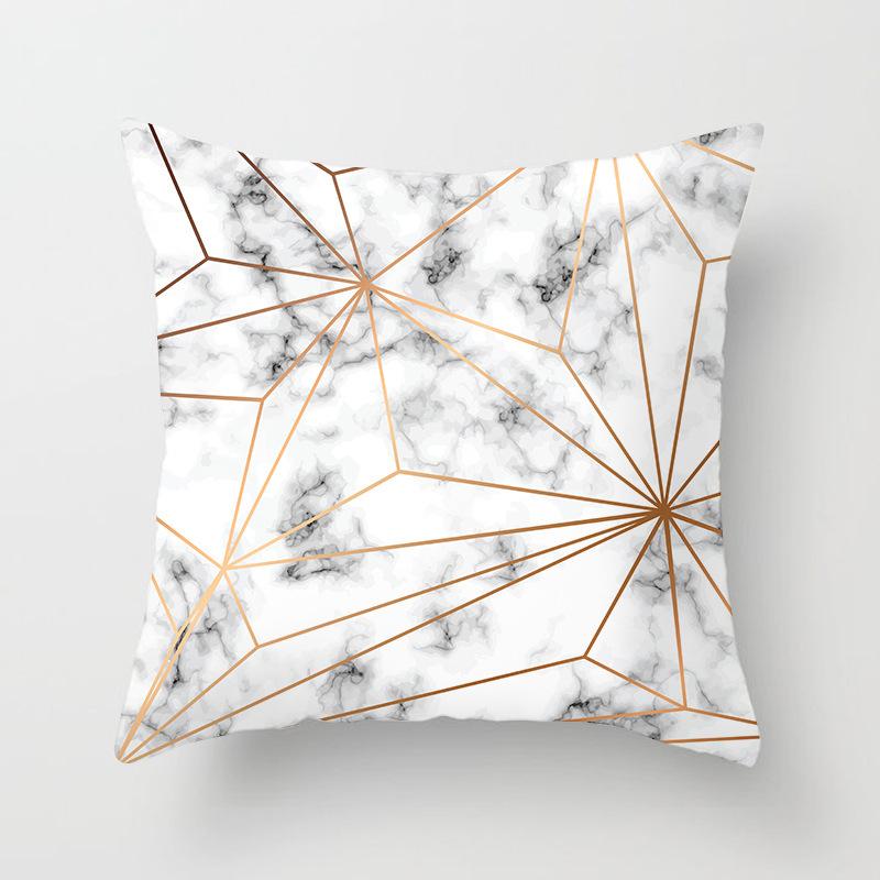 Home Decor Geometric Marble Print Sofa Cushion Decorative Pillowcase Polyester Square Throw Pillow Funda De Almohada