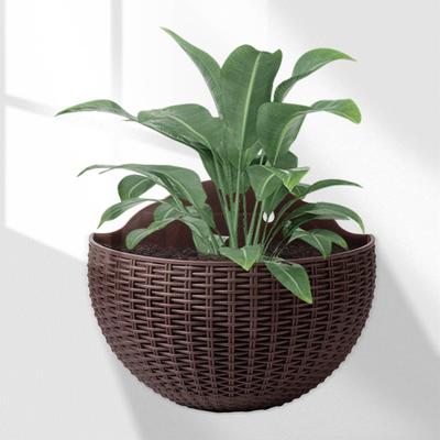 Hanging  Plastic Woven Rattan Vase Baskets Wall Mount Basket Handmade Wicker Flower Pot Flower Planter Cachepot Home Vine Pots
