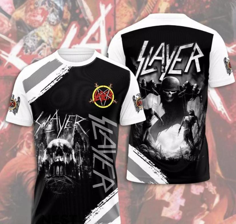 Popular Rock Band Slayer T-shirts 3D Print Men Women Casual Short Sleeve Round Neck T Shirt Oversized Tees Tops Unisex Clothing
