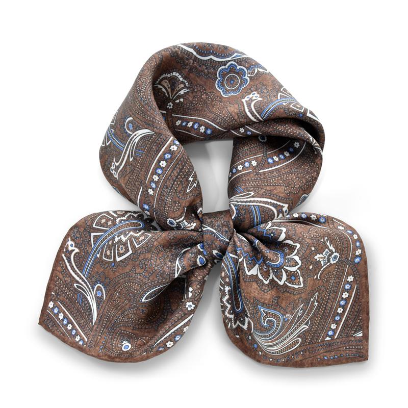 

Brown Paisley 100% Natural Silk Scarf Twill Women Shawl Wrap Men Neckerchief Tie Pocket Square Business Gifts Handkerchief 50cm 52x52cm