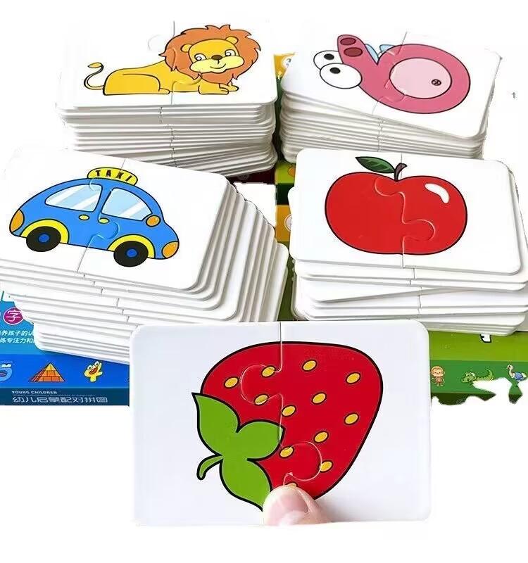 Montessori Puzzle Karty pro Batolata Hračky pro Děti Kognitivní Ovoce Zvíře Párovací Puzzle Hry Děti Učení Vzdělávací Puzzle
