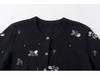 100% Pure Cashmere Loose Sequin-Beaded Sweater Coat - Women's Autumn Long-Sleeve Top