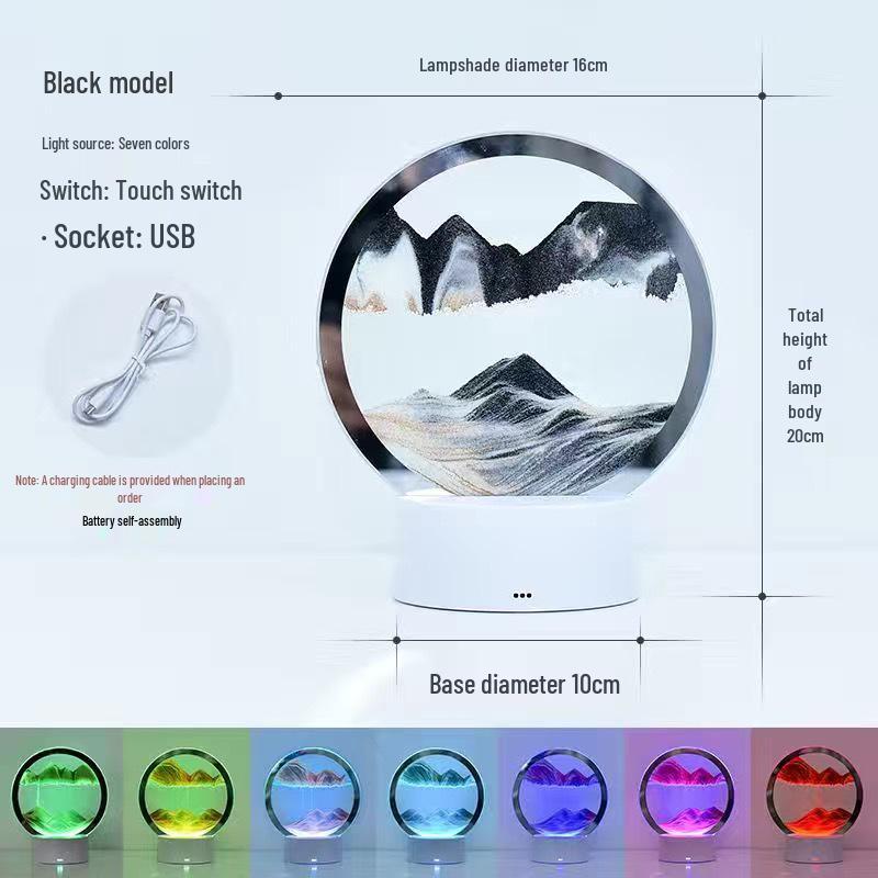 3D Quicksand Night Light - Touch-Control Atmosphere Lamp with Hourglass Landscape Design, Perfect for Relaxation and Gift Giving