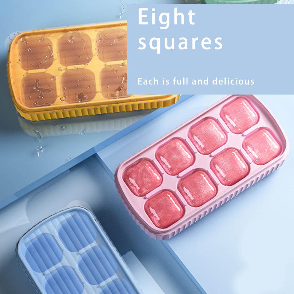 Silicone Ice Cube Tray 8 Grids Pub Blocks Maker Reusable Refrigerator Mold Press Type Square Shape Mould Home Wedding