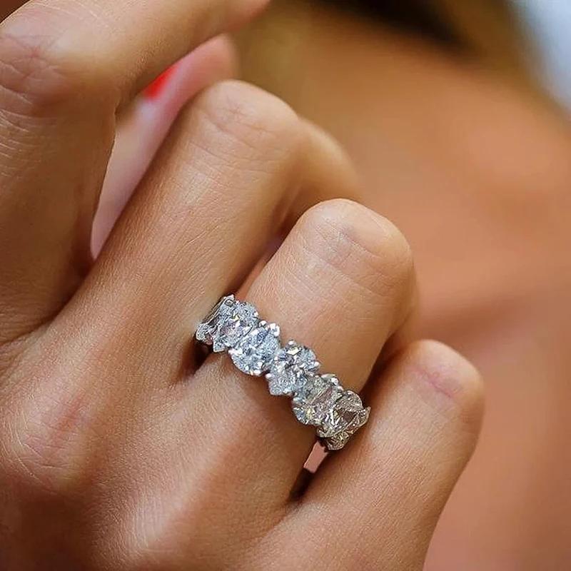 CAOSHI Drop-shaped Zirconia Rings for Women Fashion Copper Color Finger Zircon for Engagement Luxury Accessories for Wedding