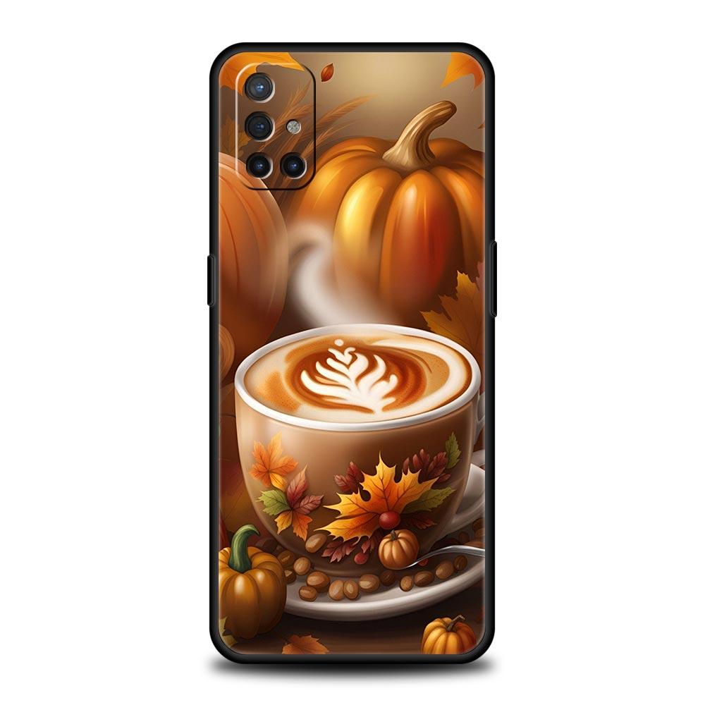Phone Case For Oneplus 13R 13 12 10T 11 R10 Nord N100 N200 N10 9 9R CE 2 3 Z Pro Lite 5G Soft TPU Pumpkin Autumn Leaves Coffee
