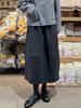 Women's Gray Woolen A-line Half Skirt with Plus Velvet Lining for Autumn/Winter 2025 - High Waist Mid-Length Slimming Design.