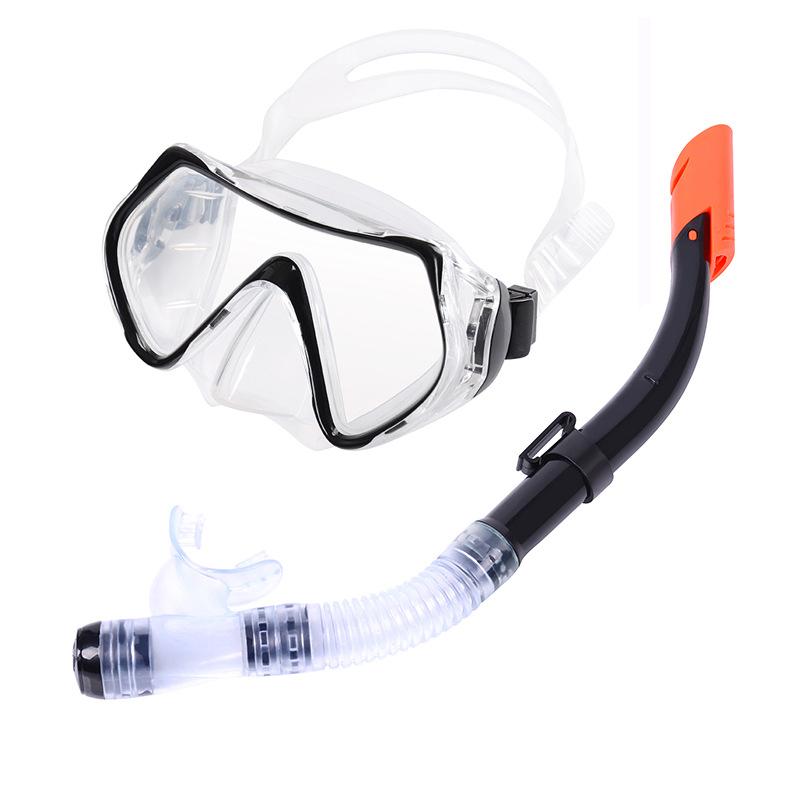 

Маска с большим обзором, набор очков для дайвинга из закаленного стекла. 1526-307 Two-piece set чёрный