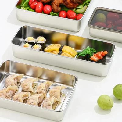 Scatola per la Conservazione della Carne in Acciaio Inossidabile per Frigorifero Contenitori per Alimenti con Coperchio Contenitore Organizzatore per Frigorifero Storage Cucina