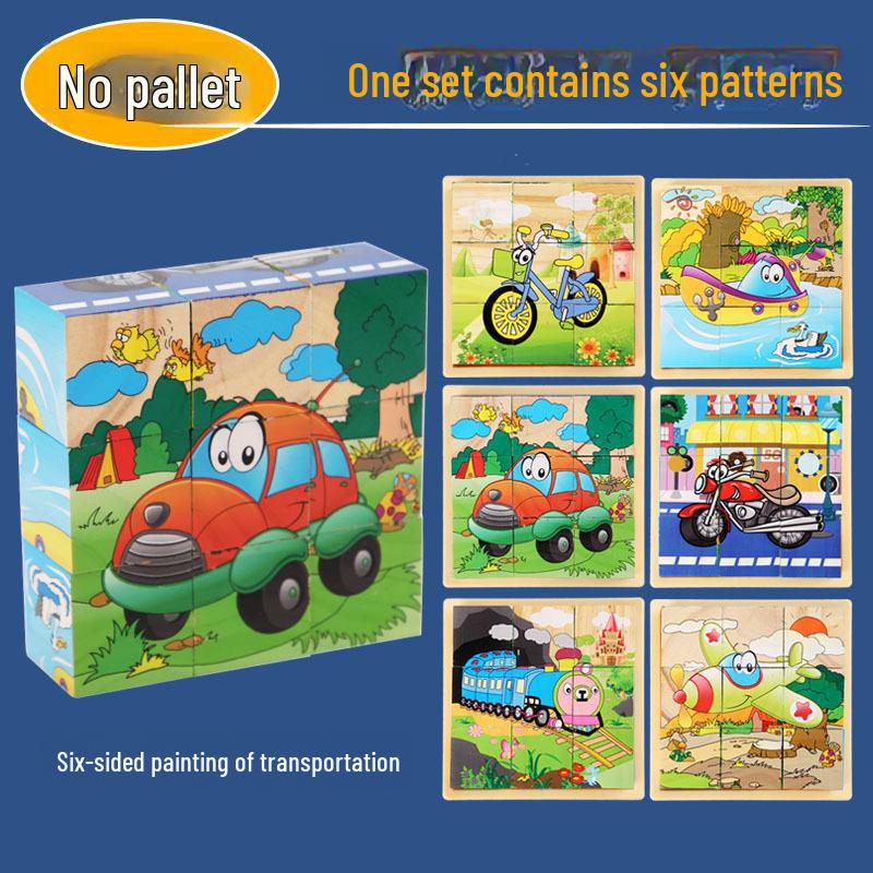 Nine-Piece 3D Six-Sided Educational Puzzle Blocks for Kindergarten Children