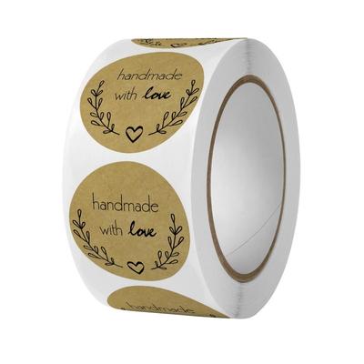 500 Pieces Handmade With Love Stickers On Tape Diameter 25mm Decorative Self-Adhesive Stickers Labels Nnk11
