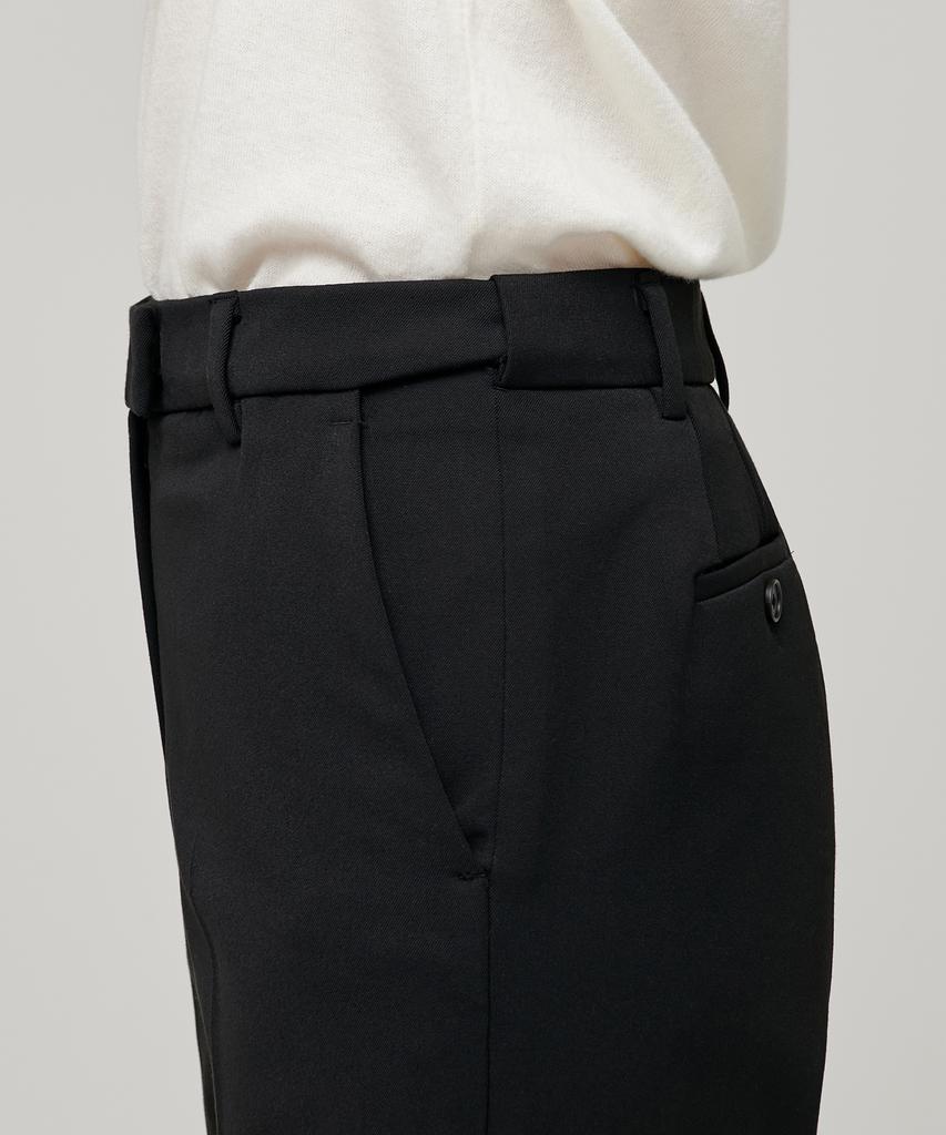 MUSINSA STANDARD WOMAN Women'S Heavyweight Fleece-Lined Straight Hidden Elastic Waist Slacks [Black]