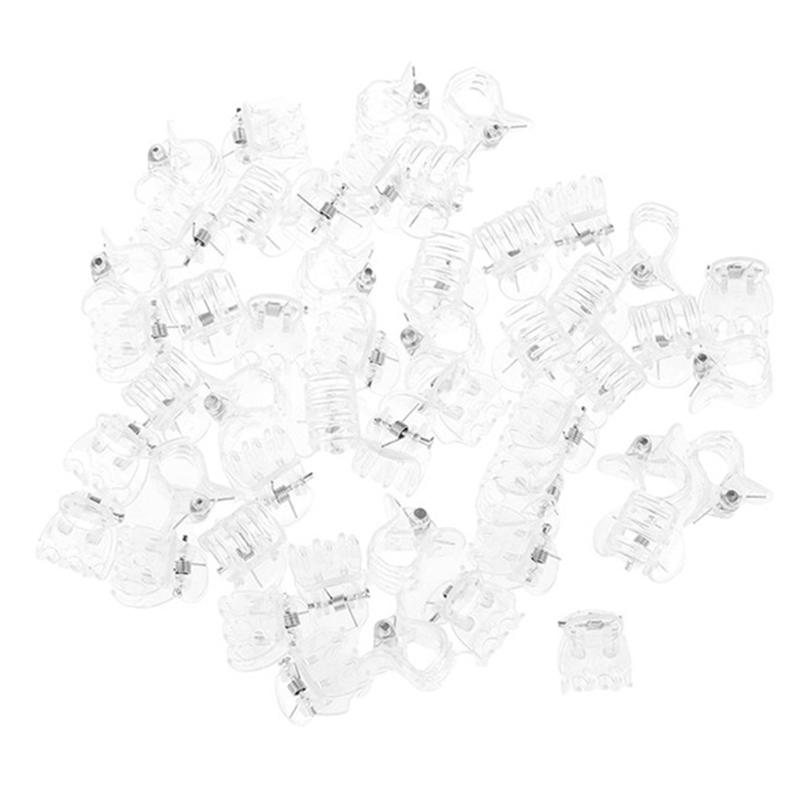 100 ks Průhledné sponky na zahradní rostliny Průhledný plast Svorka na orchideje se 6 drápy Květinový šplhací stonek Dekorativní podpůrný fixátor