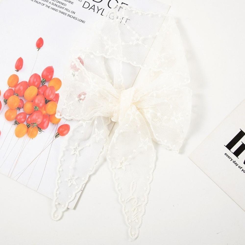 Embroidered Flower Women Narrow Long Scarf Elegant Sunscreen Shawl Ins Female Headscarf  Summer