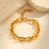 Gold Color Stainless Steel Chunky Chain Bracelet For Women, Thick Twist Texture Charm Bracelet, Simple Luxury Jewelry Gift