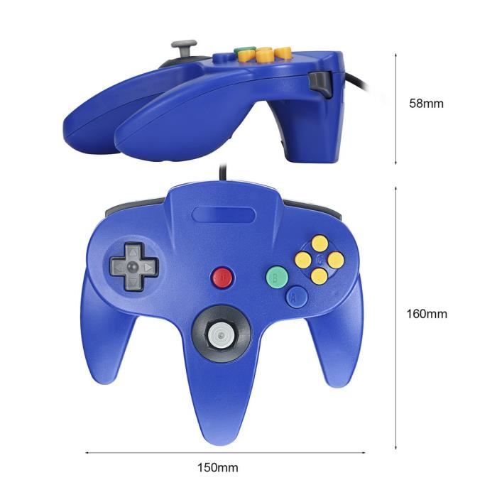Manette de jeu - Nintendo - Gamepad - Filaire - Bleu profond - Pour N64
