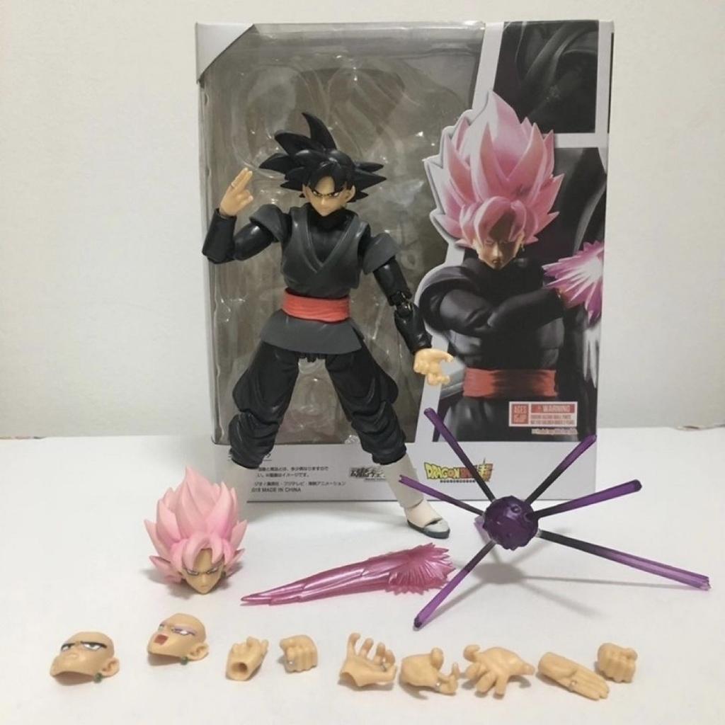 SHF Dragon Ball Super Saiyan Pink Hair Son Goku Articulated Joints Moveable PVC Action Figure Collectible Toys 16cm