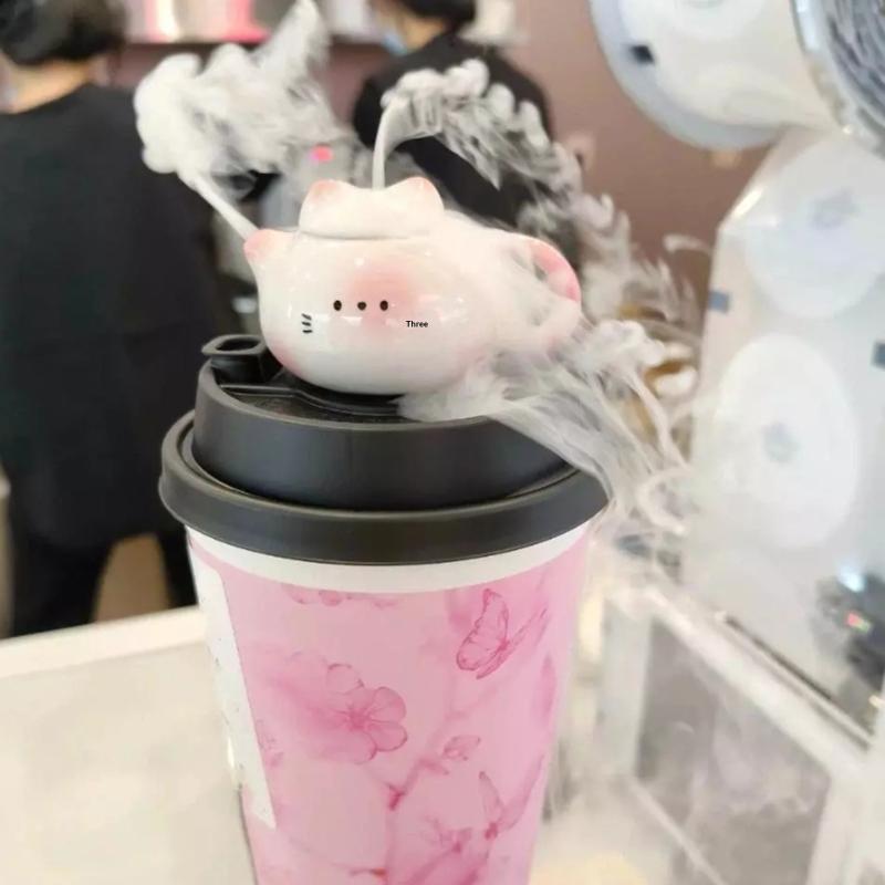 Chinese Style Mini Ceramic Teapot Ornaments Traditional Smooth Milk Tea Lid Accessories Exquisite Ceramic Cat Ear Pot Home Decor