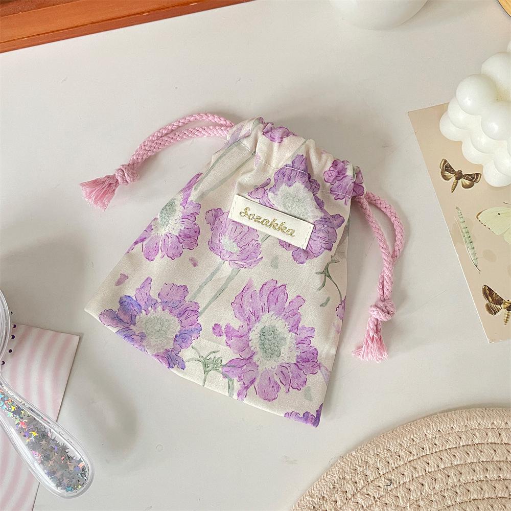 Cute Drawstring Pouch with Handle - Travel Storage Bag for Cosmetics, Lipstick, and Sundries