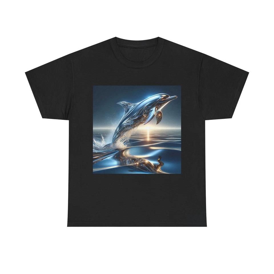 Unisex Adult T Shirt Gleaming Dolphin in Liquid Metal S