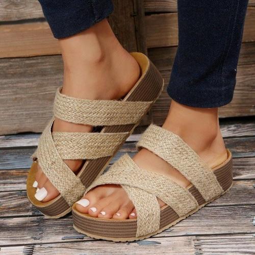 

Shoes platform slippers women s 2025 new fashion casual lazy shoes one-word cross slippers 43