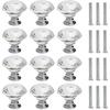 12pcs 30mm Diament Crystal Dresser Door Knob Door Knob With Screws Decoration Door Cabinet Drawer Furniture Drawer Knob Silver