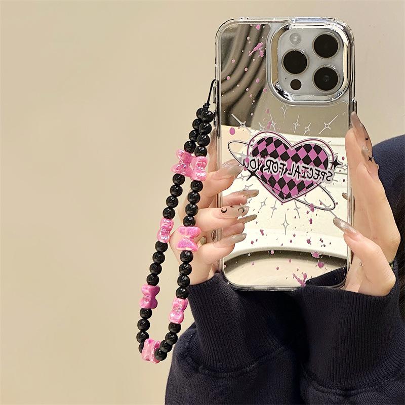 Zhitai 3-in-1 Mirror Case for iPhone 15/14/13 Pro with Mobile Chain