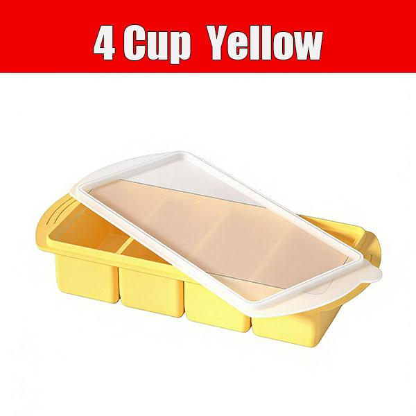 Silicone Freezer Tray With Lid Soup Cubes Freezer Container Mold 2/4 Cup Large Ice Cube Tray for Broth Soup Food Freezer Storage