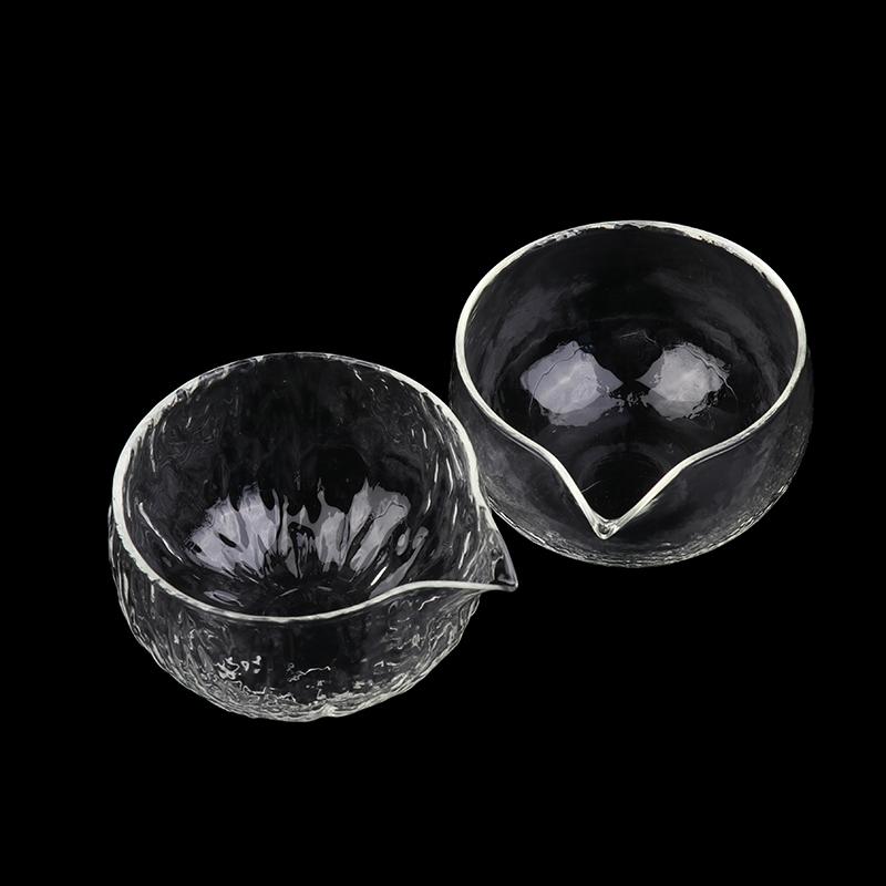 1Pc Textured Glass Matcha Bowl With Pouring Spout Japanese Style Green Tea Ceremony Tea Bowl Song Dynasty Tea Tools