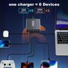 Desktop Charging Station 6 Port GaN USB C Charger 3 USB C 3 USB A Fast Charger for Laptop Tablet IPhone Android