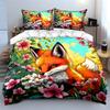 Fox Floral Art Home Decor Soft Comfortable Duvet Cover Bedding Set Included 1*Duvet Cover & 2*Pillowcases, Gift