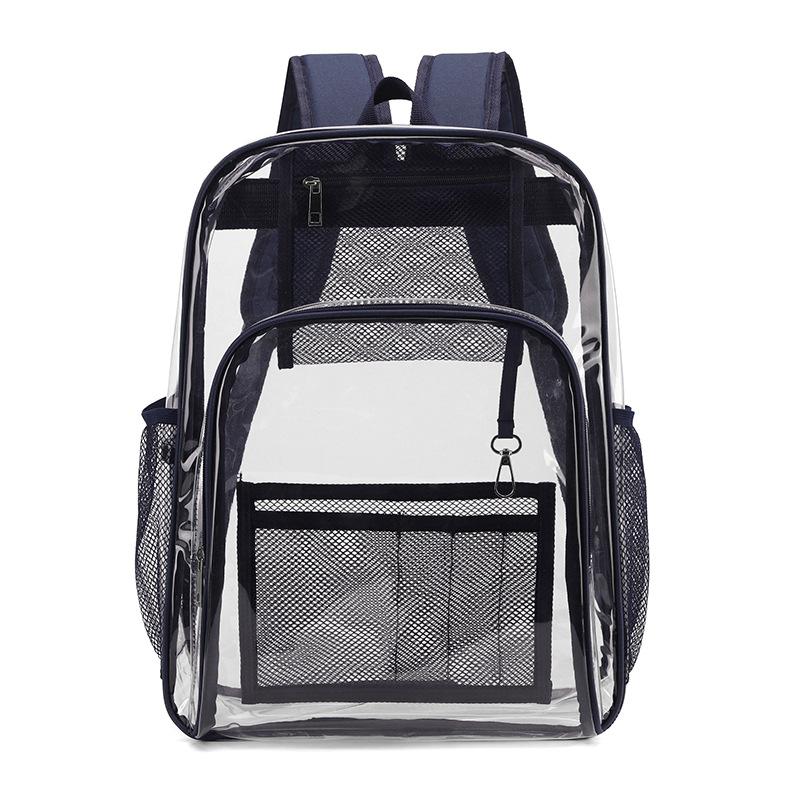Transparent PVC backpack large-capacity student transparent multi-pocket schoolbag