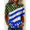 American Independence Day Women's T Shirt Print Graphic Flag Tie Dye Stylish Classic Casual Short Sleeve V Neck Regular Tops