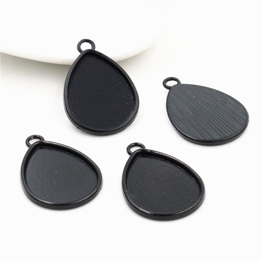 10pcs 18x25mm Inner Size Antique Bronze Silver Plated Drop Style Cameo Cabochon Base Setting Charms Pendant necklace findings