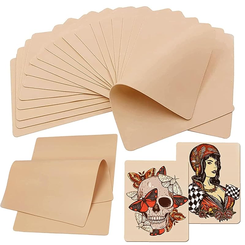 Yuelong 10Pcs Tattoo Practice Skins Double-Sided Fake Skin for Tattooing & Microblading | Reusable Blank Tattoo Skin Pad, Beginner-Friendly,