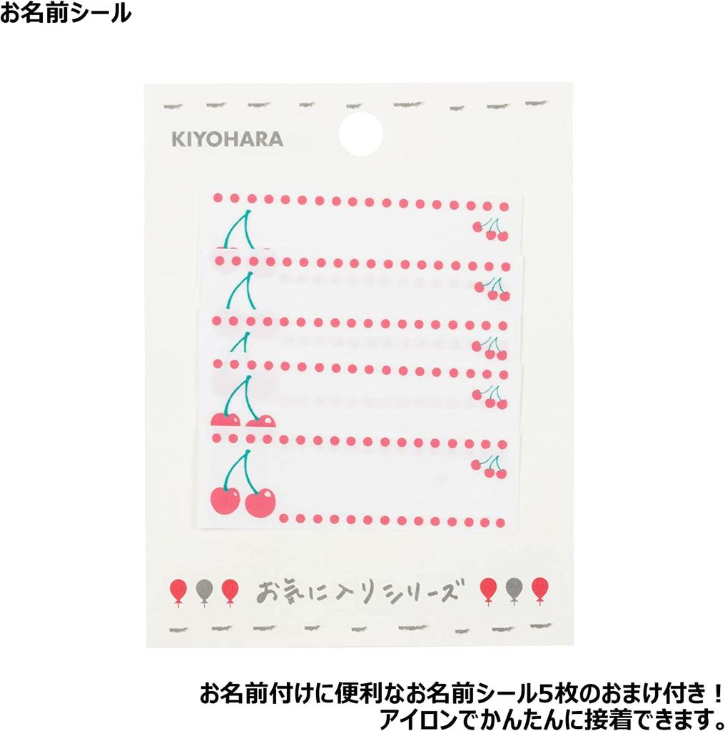 KIYOHARA Lesson Bag, Inner Shoes Bag, Gym Clothes Bag, Name Sticker, Embroidery, Cherry, Navy, KOF34-S3