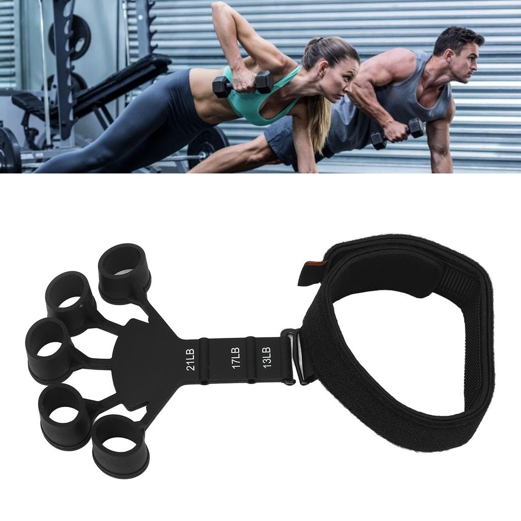 Hand Grip Strengthener 6 Resistance Levels Adjustable Silicone Finger Extension Stretcher with Wrist Strap